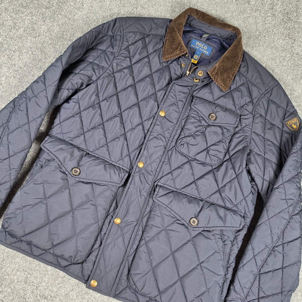 Polo Ralph Lauren Beaton Quilted Jacket Mens M Navy Corduroy Collar